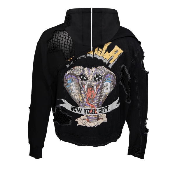 CROWN ROYALE DENIM HOODIE HYBRID JACKET